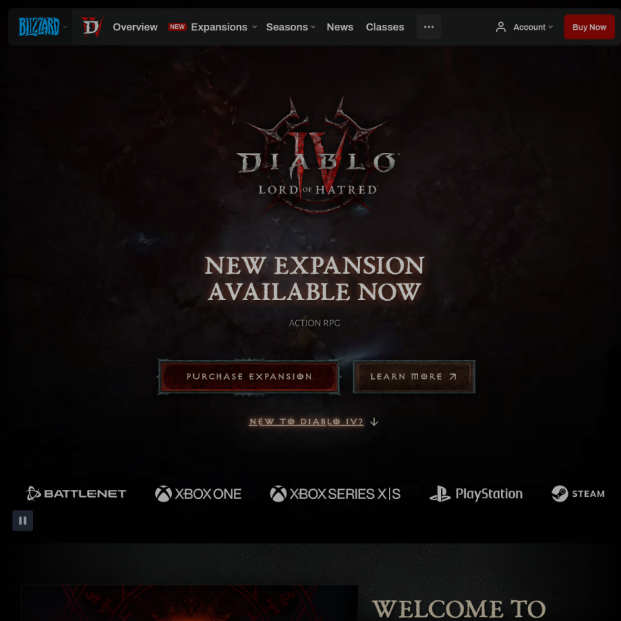 diablo4.blizzard.com homepage screenshot