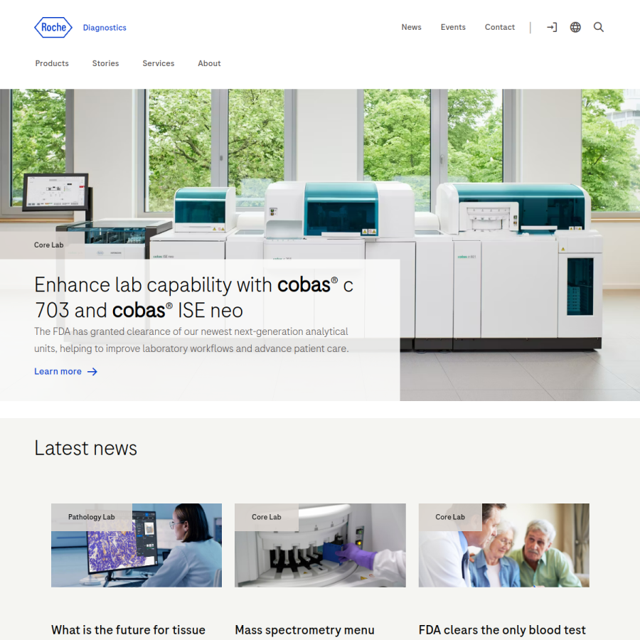 diagnostics.roche.com homepage screenshot