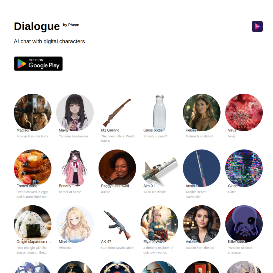 dialogue.app homepage screenshot