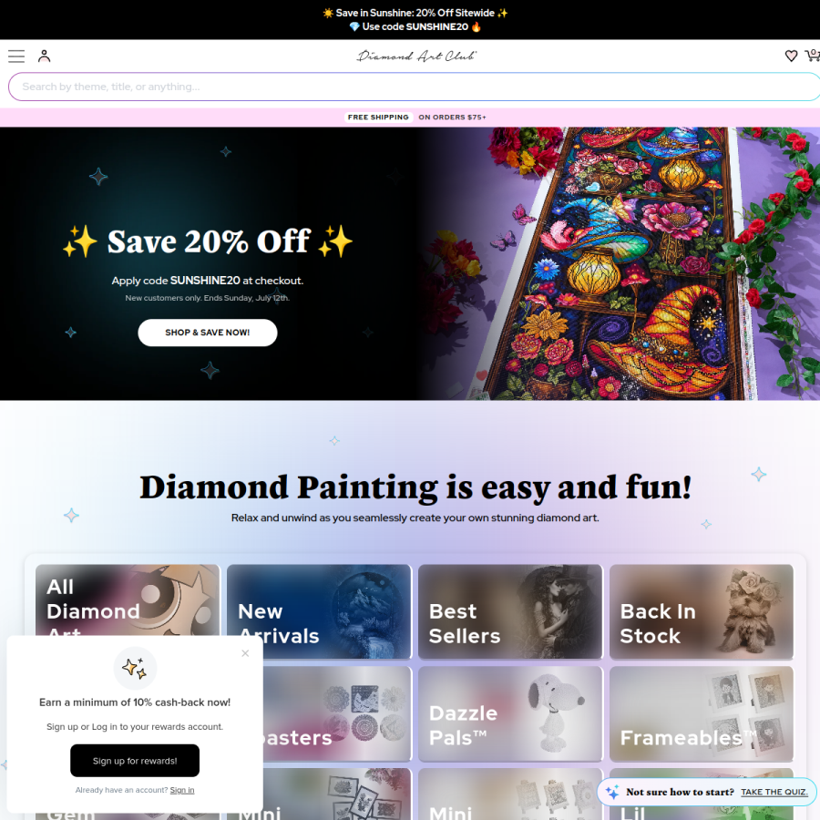 diamondartclub.com homepage screenshot