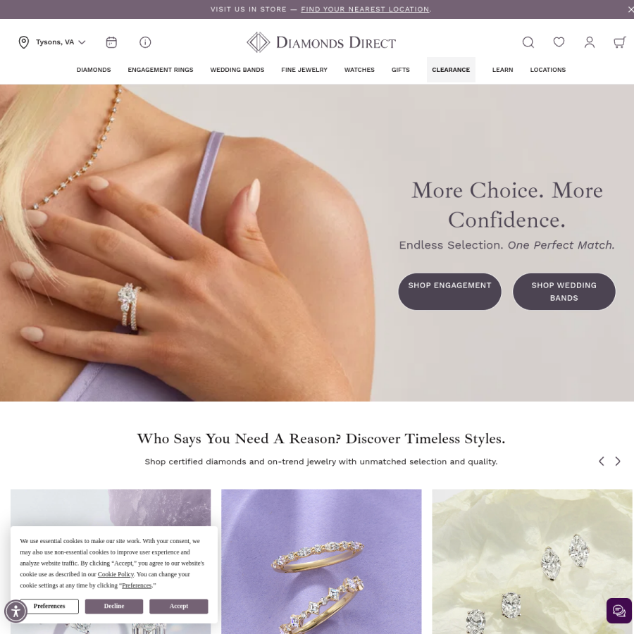 diamondsdirect.com homepage screenshot