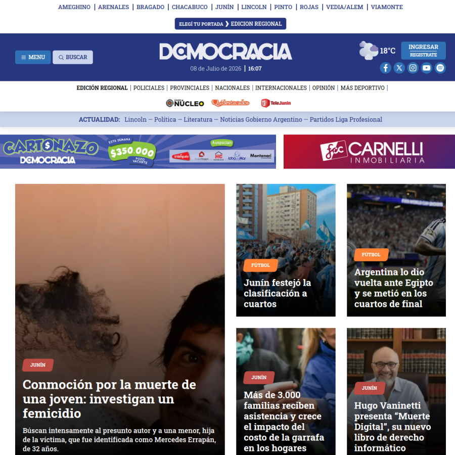 diariodemocracia.com homepage screenshot