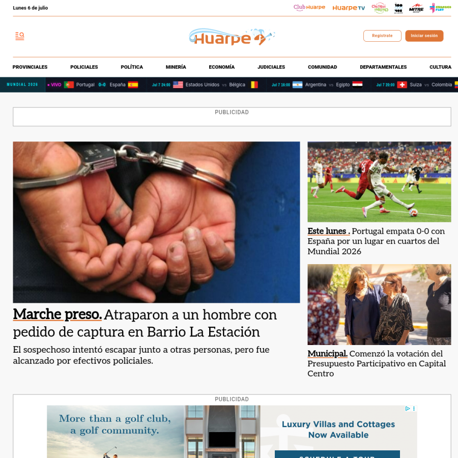diariohuarpe.com homepage screenshot