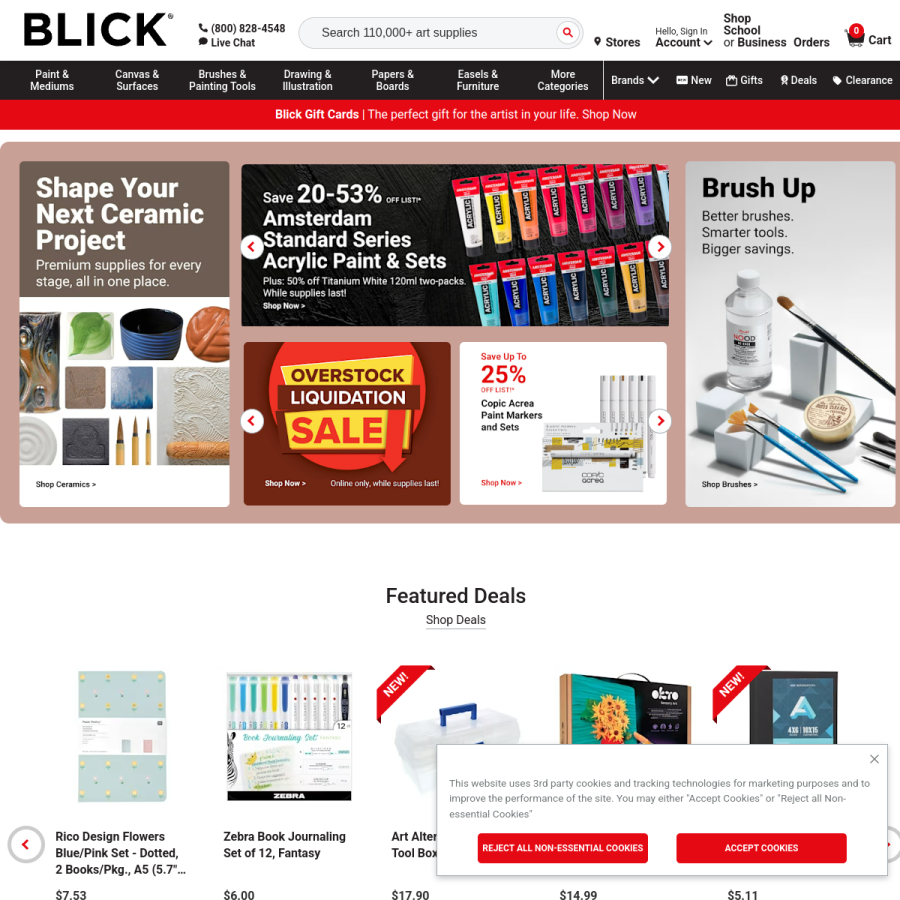 dickblick.com homepage screenshot