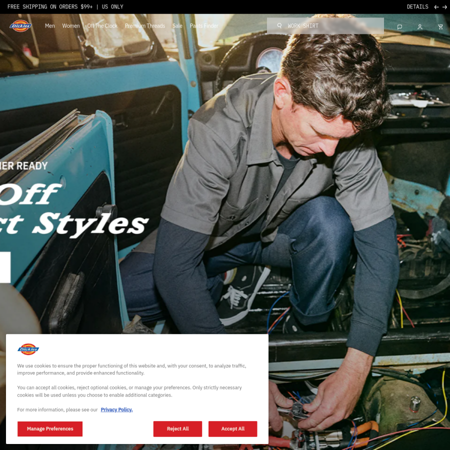 dickies.com homepage screenshot