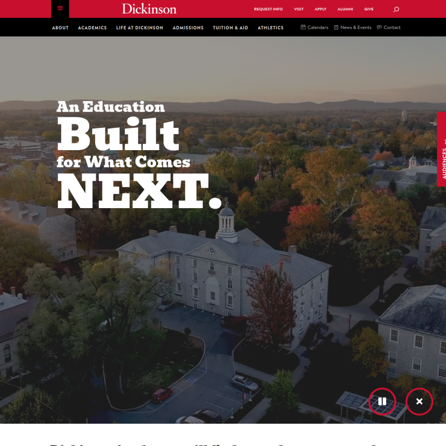 dickinson.edu homepage screenshot