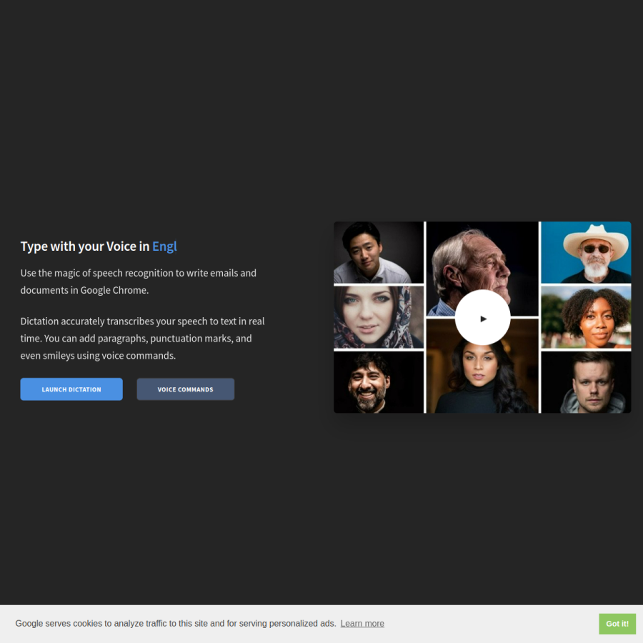 dictation.io homepage screenshot