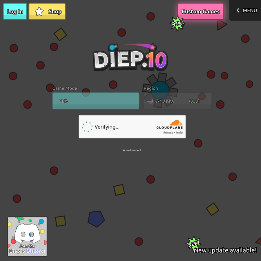 diep.io homepage screenshot