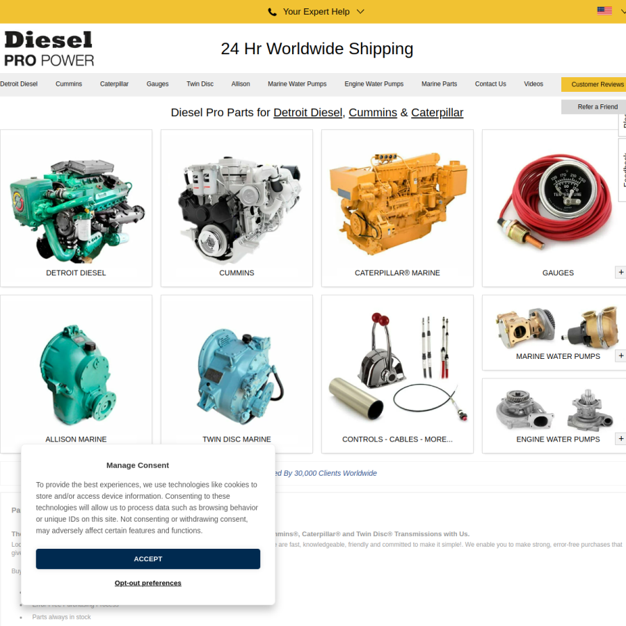 dieselpro.com homepage screenshot