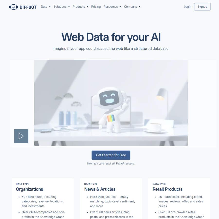 diffbot.com homepage screenshot