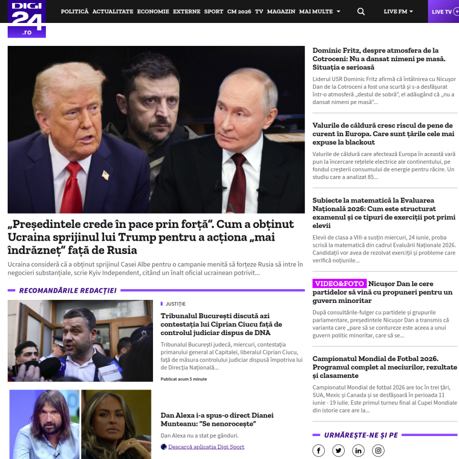 digi24.ro homepage screenshot