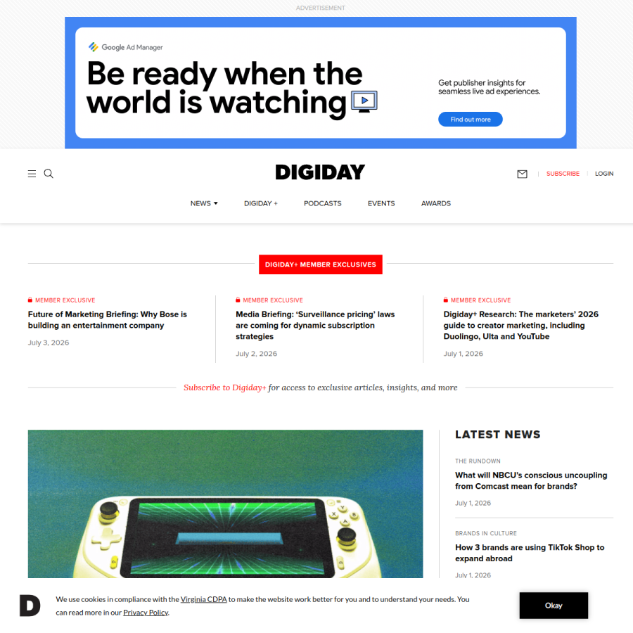 digiday.com homepage screenshot