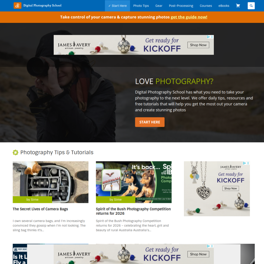 digital-photography-school.com homepage screenshot