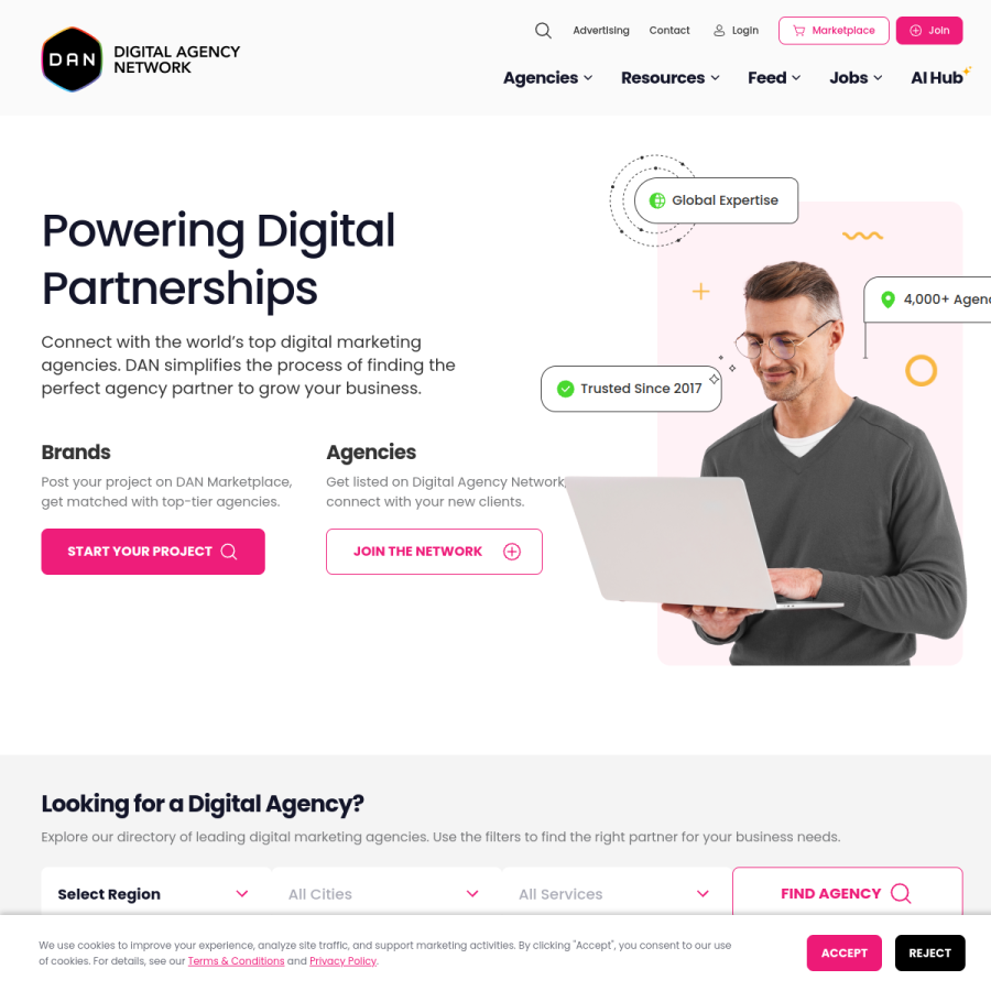 digitalagencynetwork.com homepage screenshot