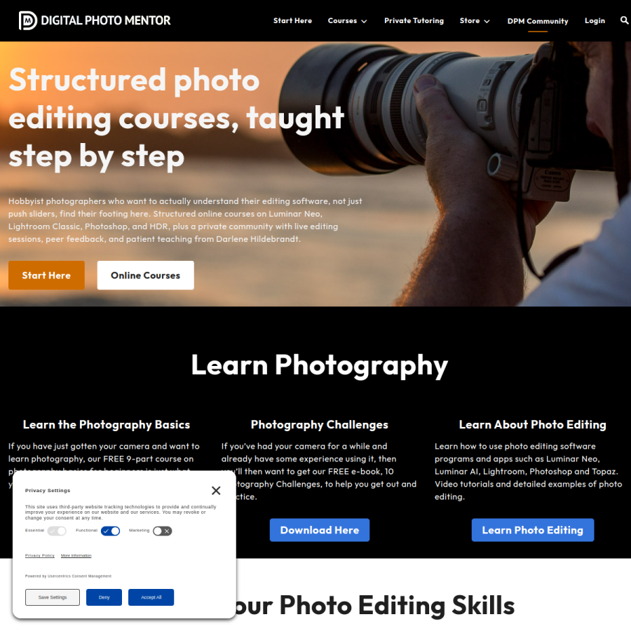 digitalphotomentor.com homepage screenshot