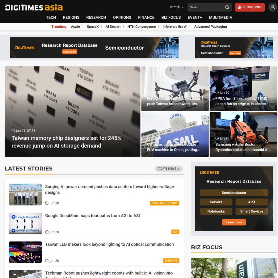digitimes.com homepage screenshot