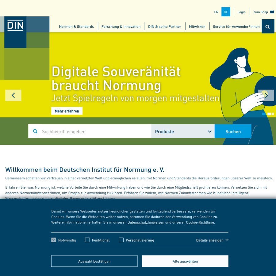 din.de homepage screenshot