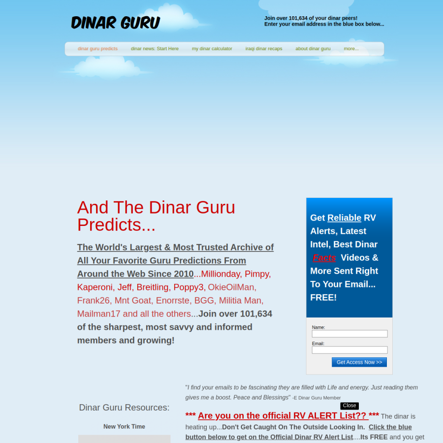 dinarguru.com homepage screenshot
