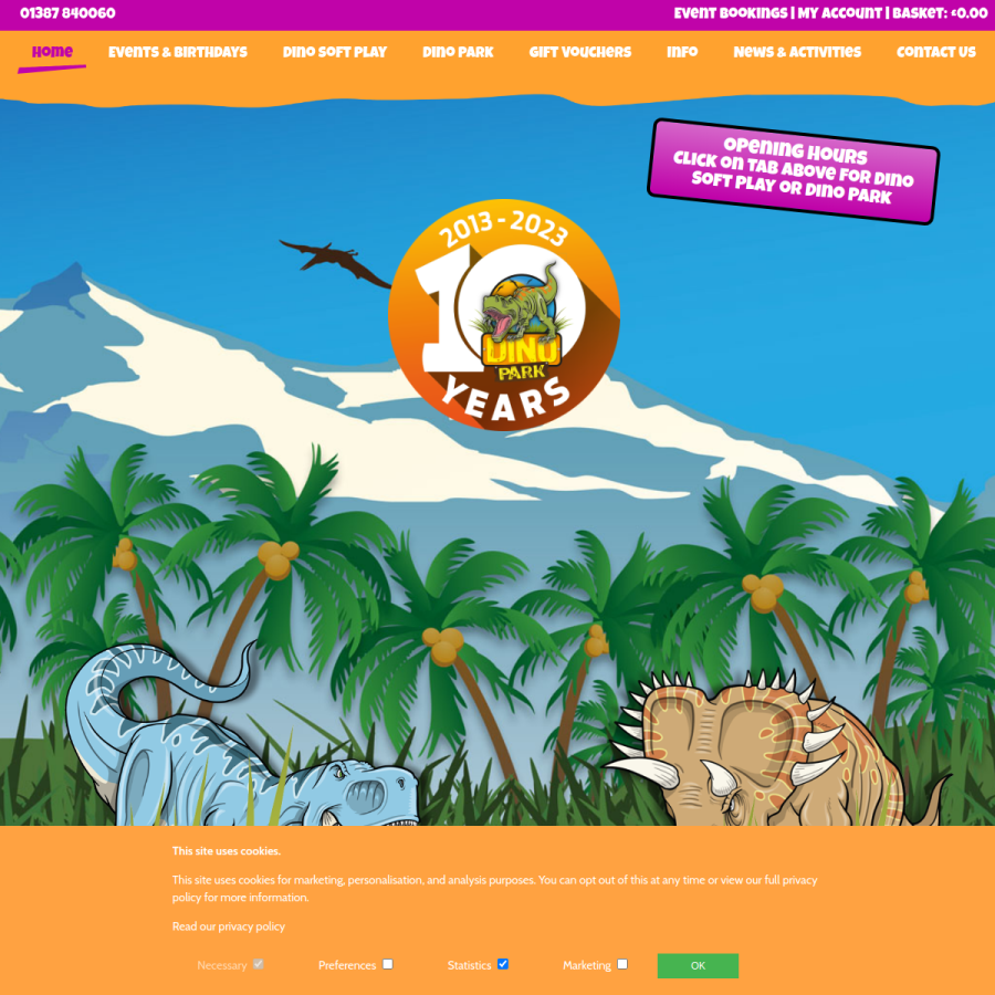 dinopark.co.uk homepage screenshot