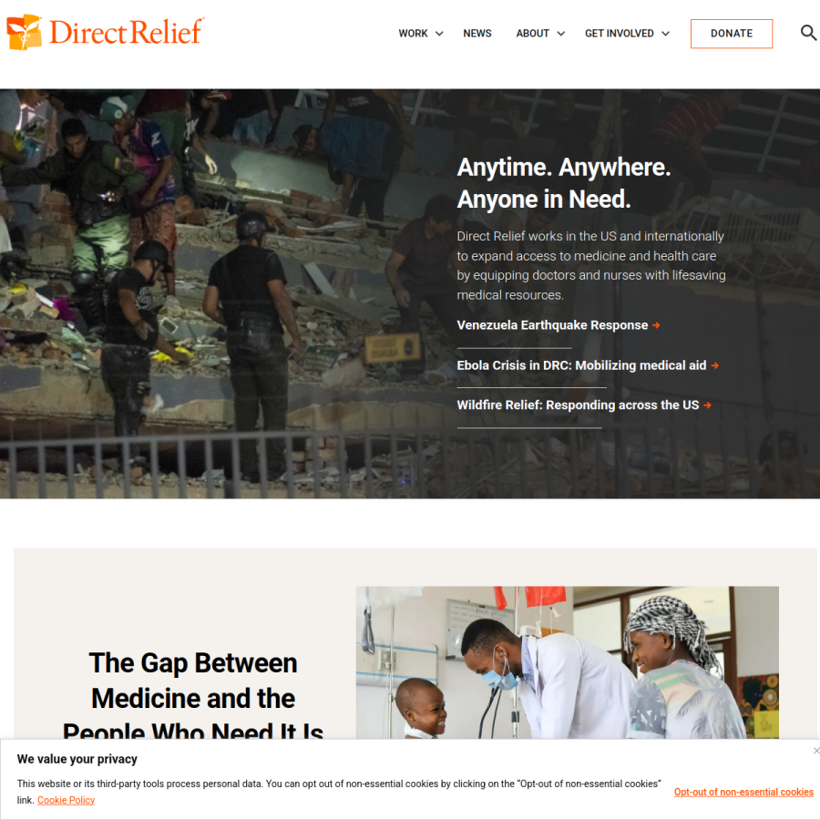 directrelief.org homepage screenshot