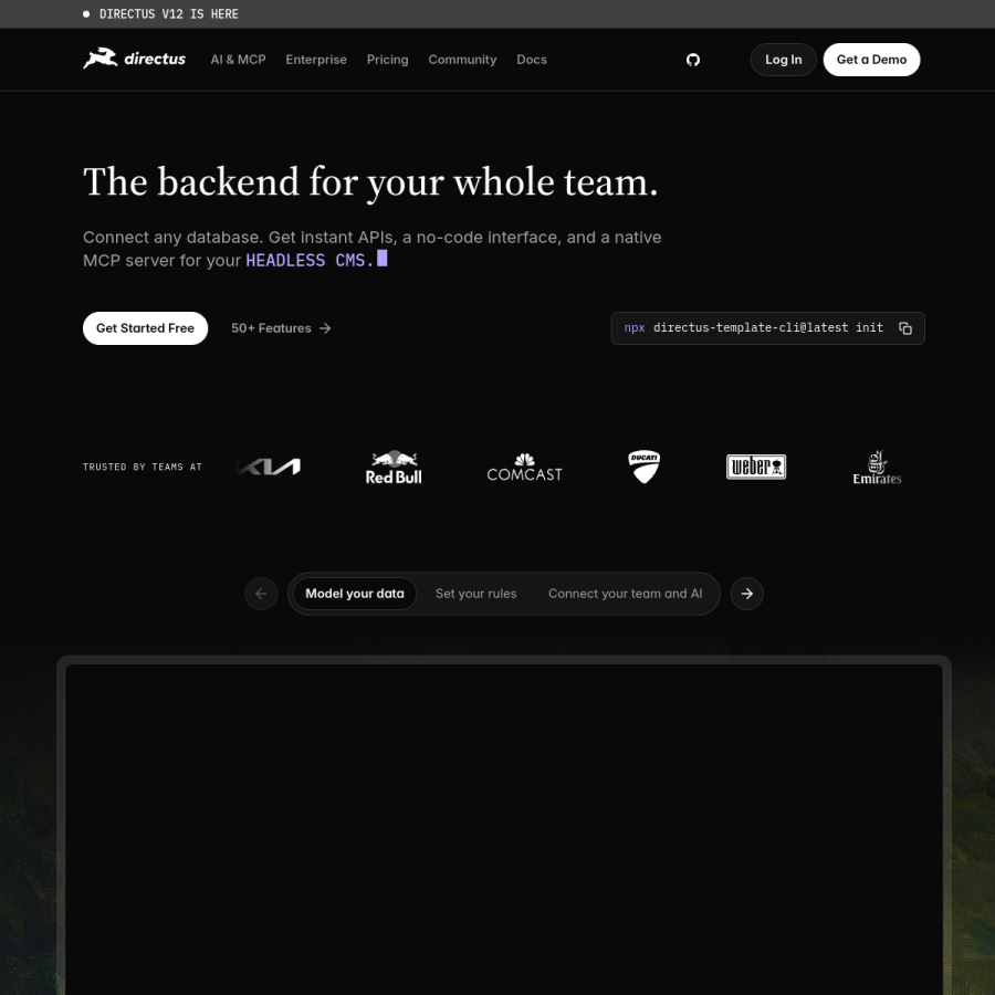 directus.io homepage screenshot