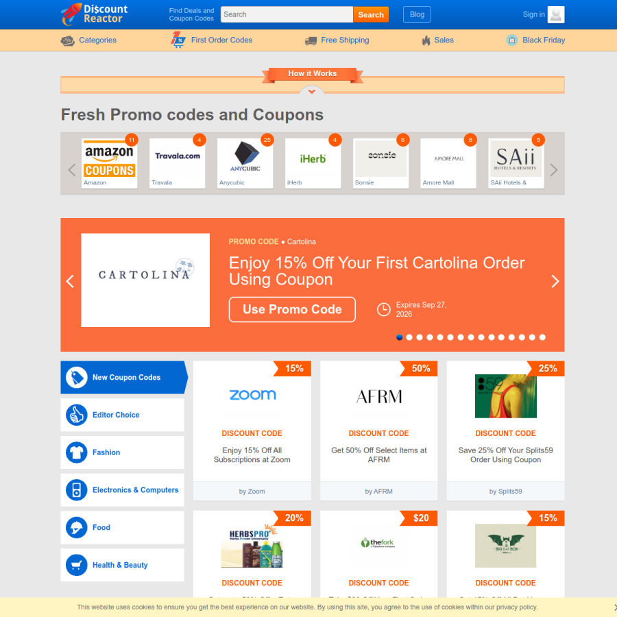 discountreactor.com homepage screenshot