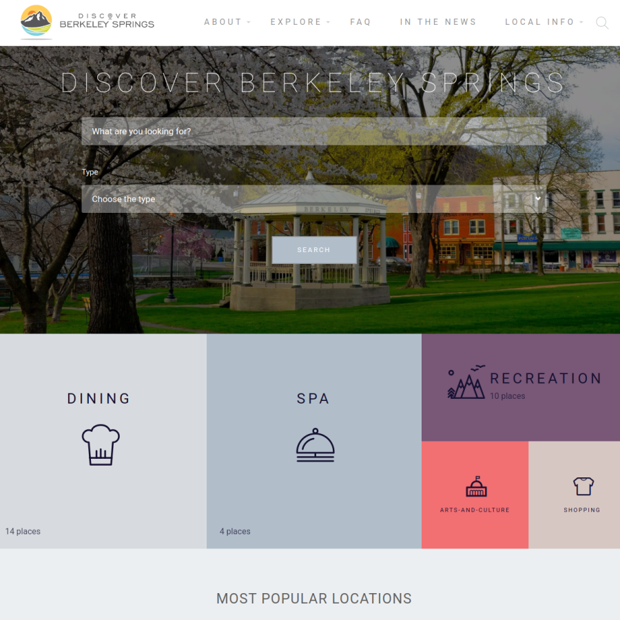discoverberkeleysprings.com homepage screenshot