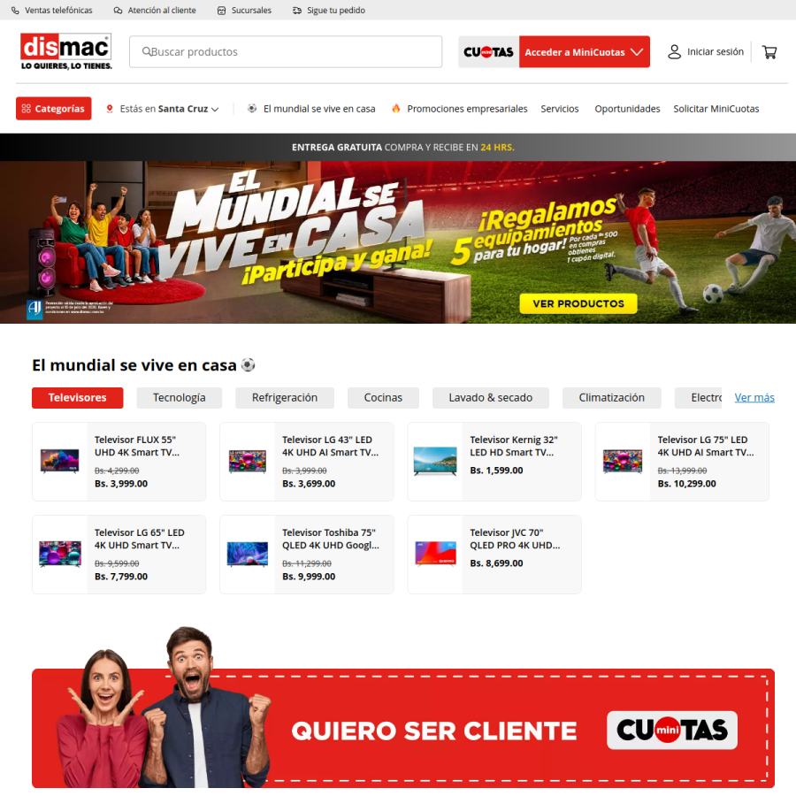 dismac.com.bo homepage screenshot