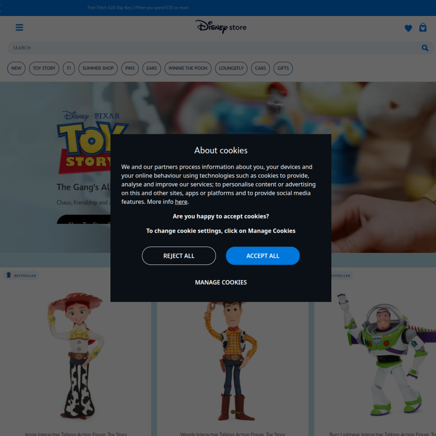 disneystore.co.uk homepage screenshot
