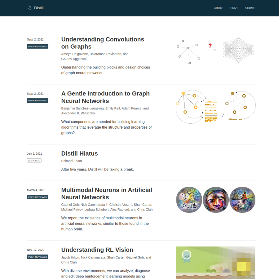 distill.pub homepage screenshot