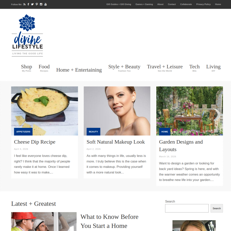 divinelifestyle.com homepage screenshot