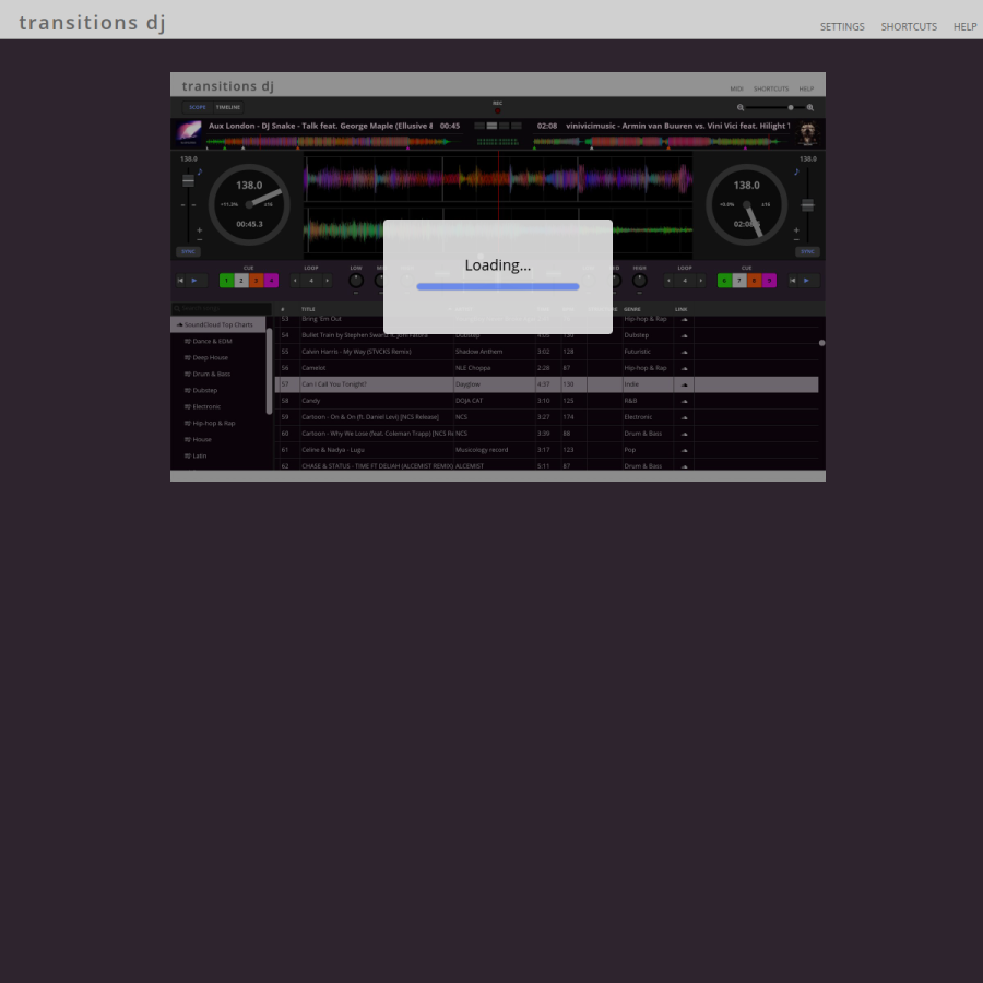dj.app homepage screenshot