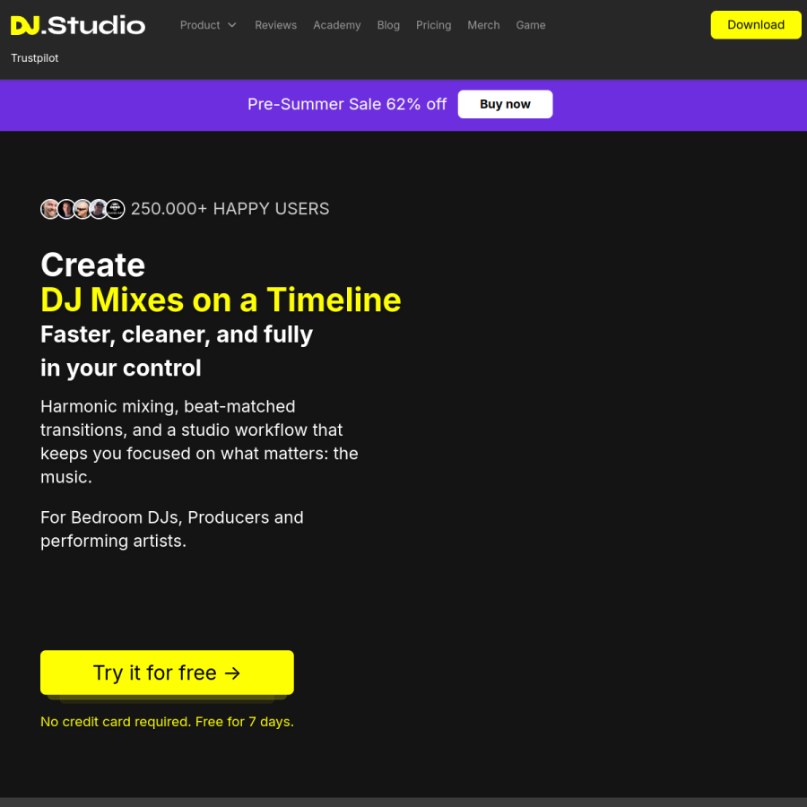 dj.studio homepage screenshot