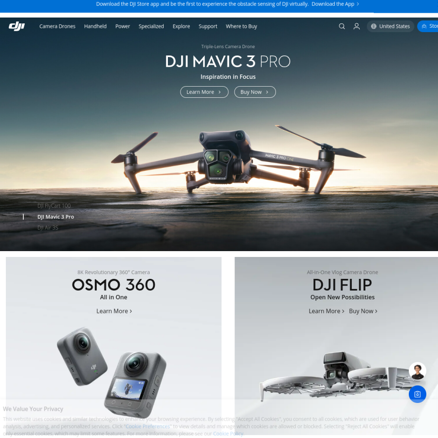 dji.com homepage screenshot