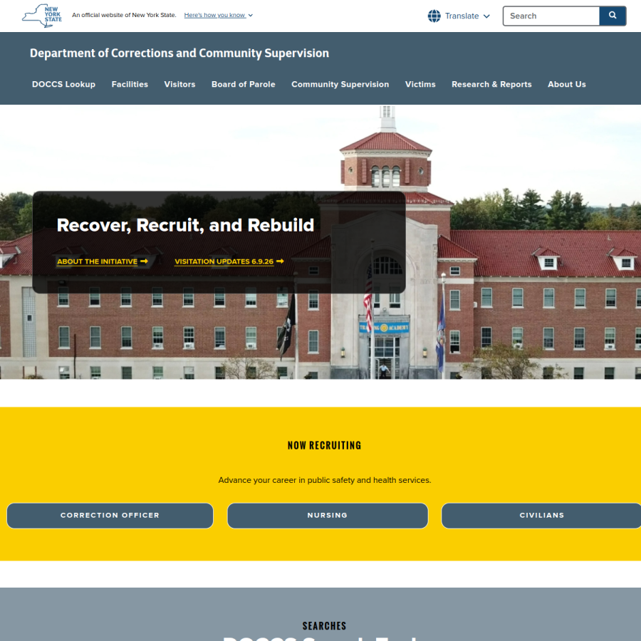 doccs.ny.gov homepage screenshot