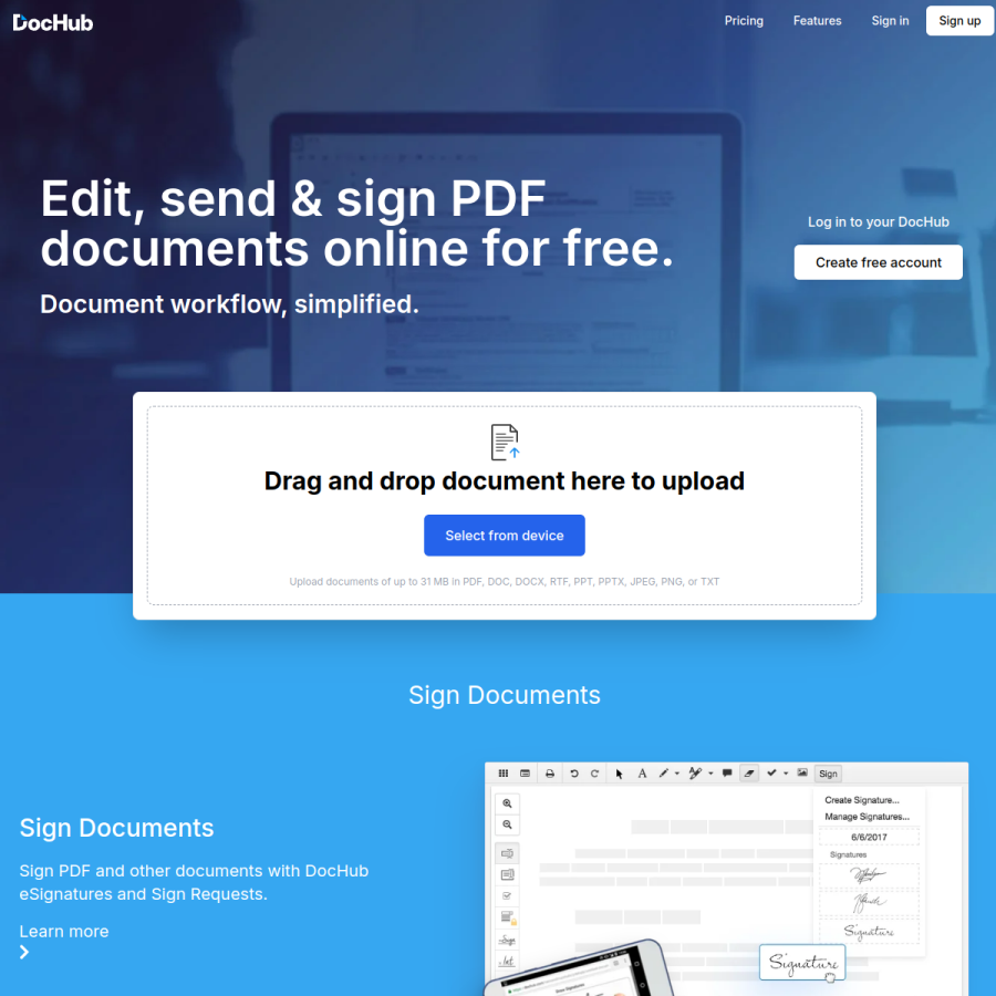 dochub.com homepage screenshot
