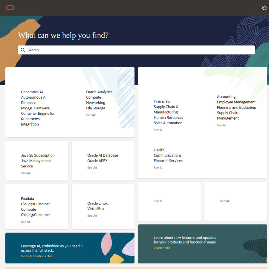 docs.oracle.com homepage screenshot