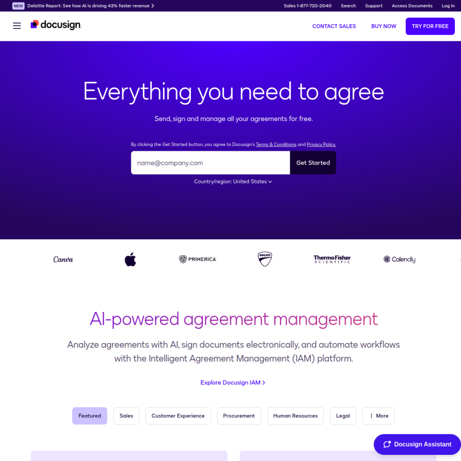 docusign.com homepage screenshot