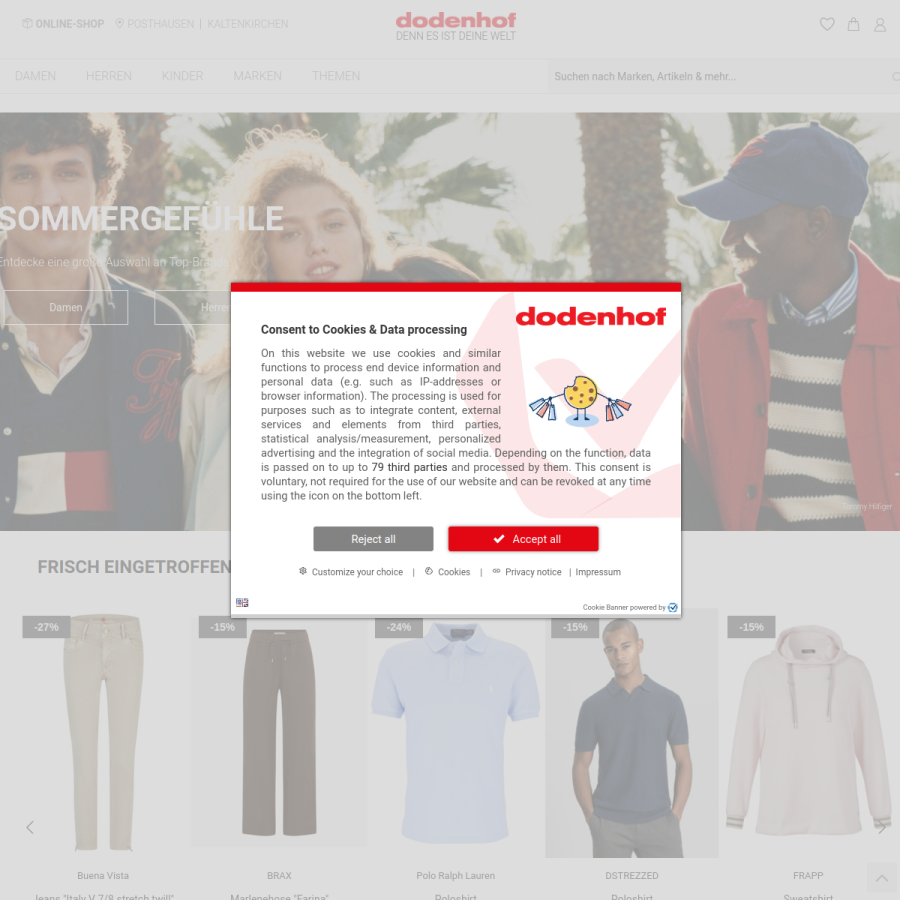 dodenhof.de homepage screenshot