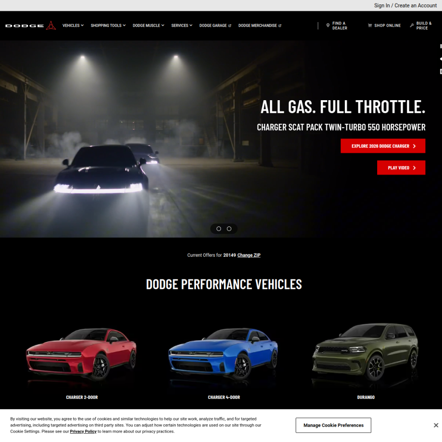 dodge.com homepage screenshot