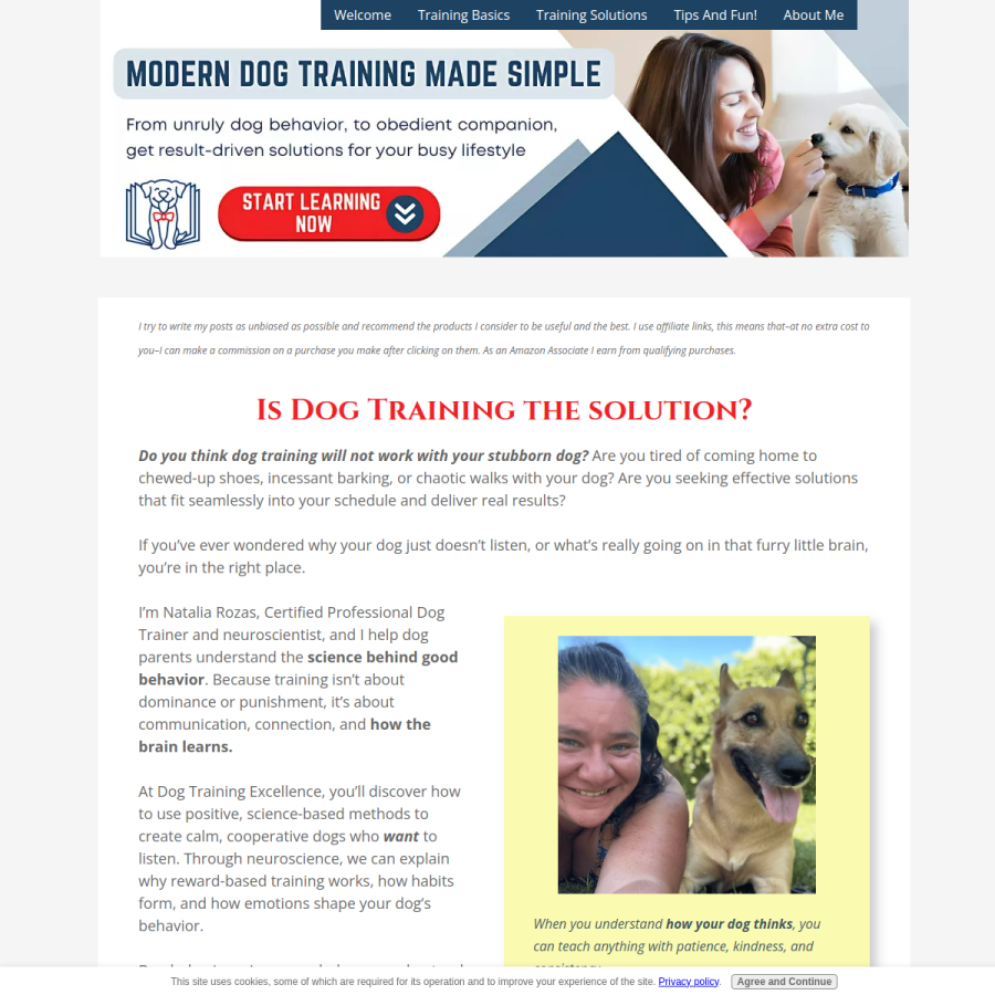 dog-training-excellence.com homepage screenshot