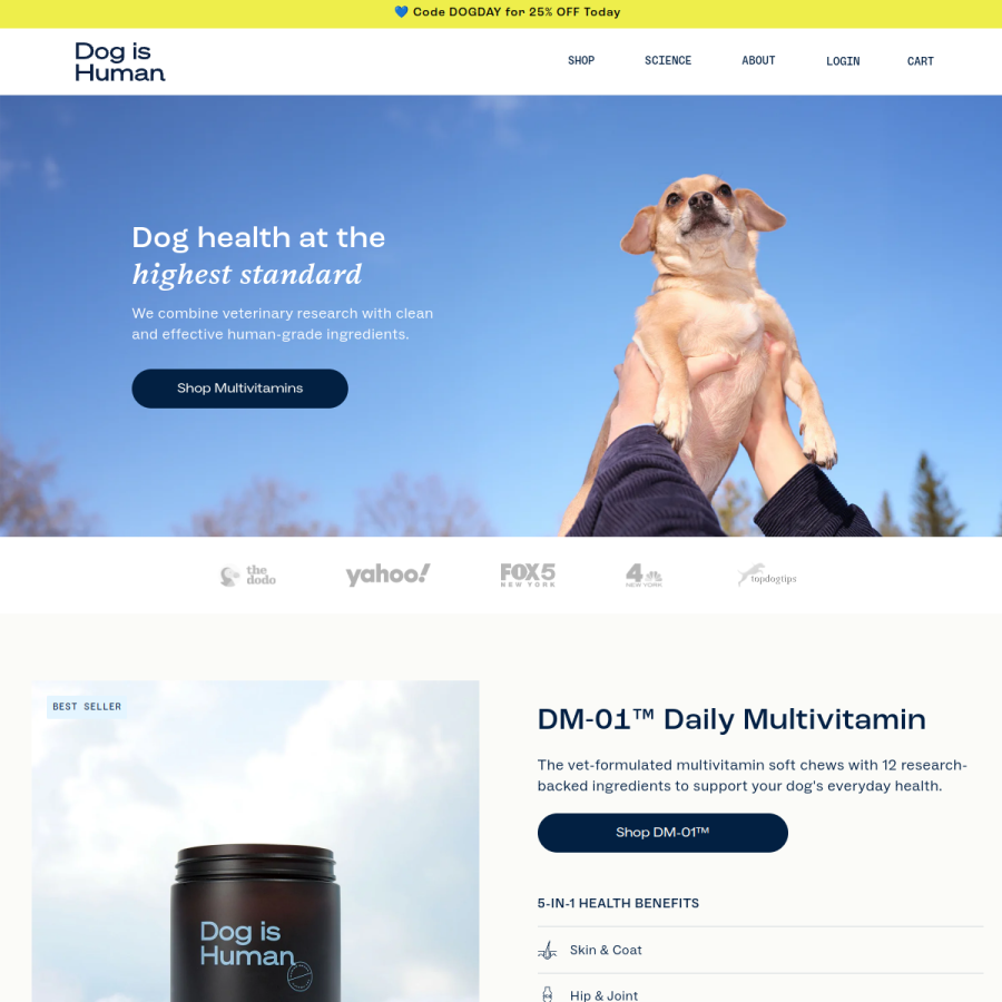 dogishuman.com homepage screenshot