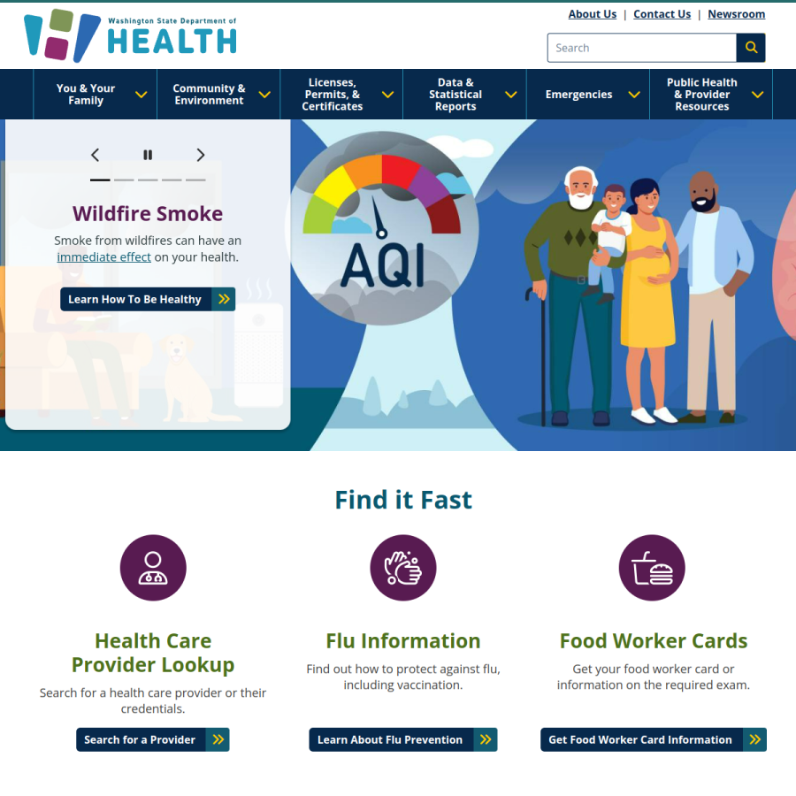 doh.wa.gov homepage screenshot