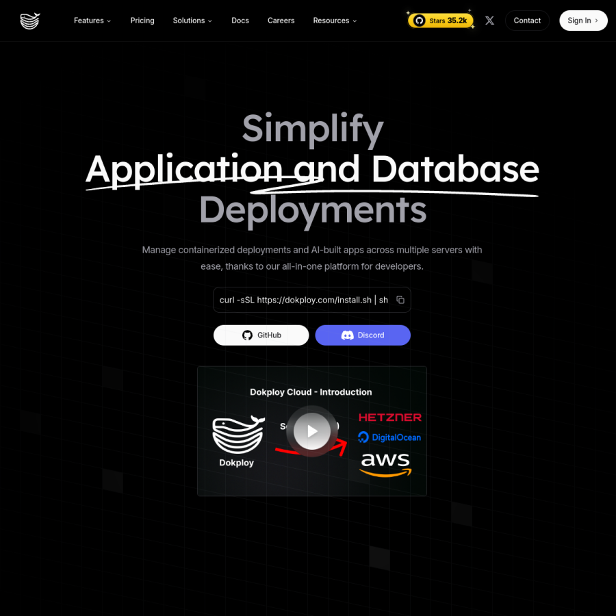 dokploy.com homepage screenshot