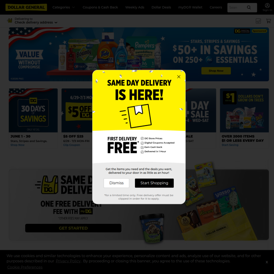 dollargeneral.com homepage screenshot