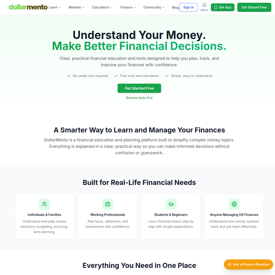 dollarmento.com homepage screenshot