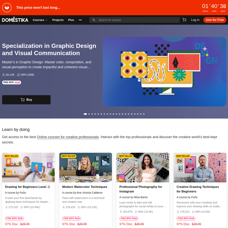 domestika.org homepage screenshot