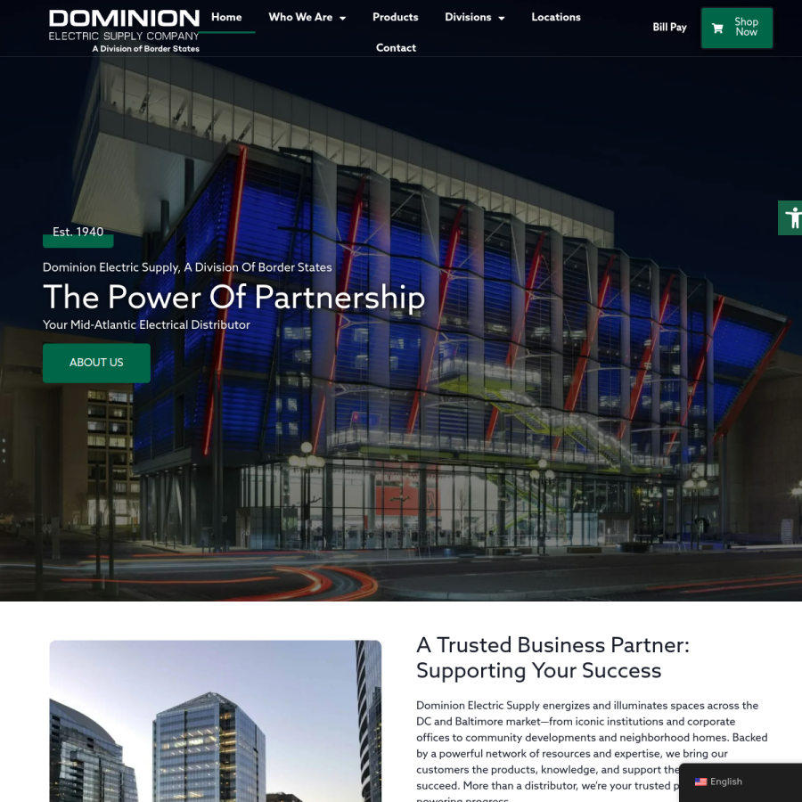dominionelectric.com homepage screenshot
