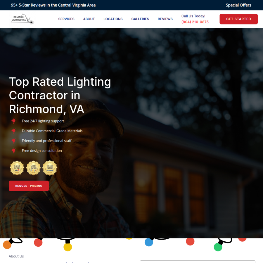 dominionlightworks.com homepage screenshot