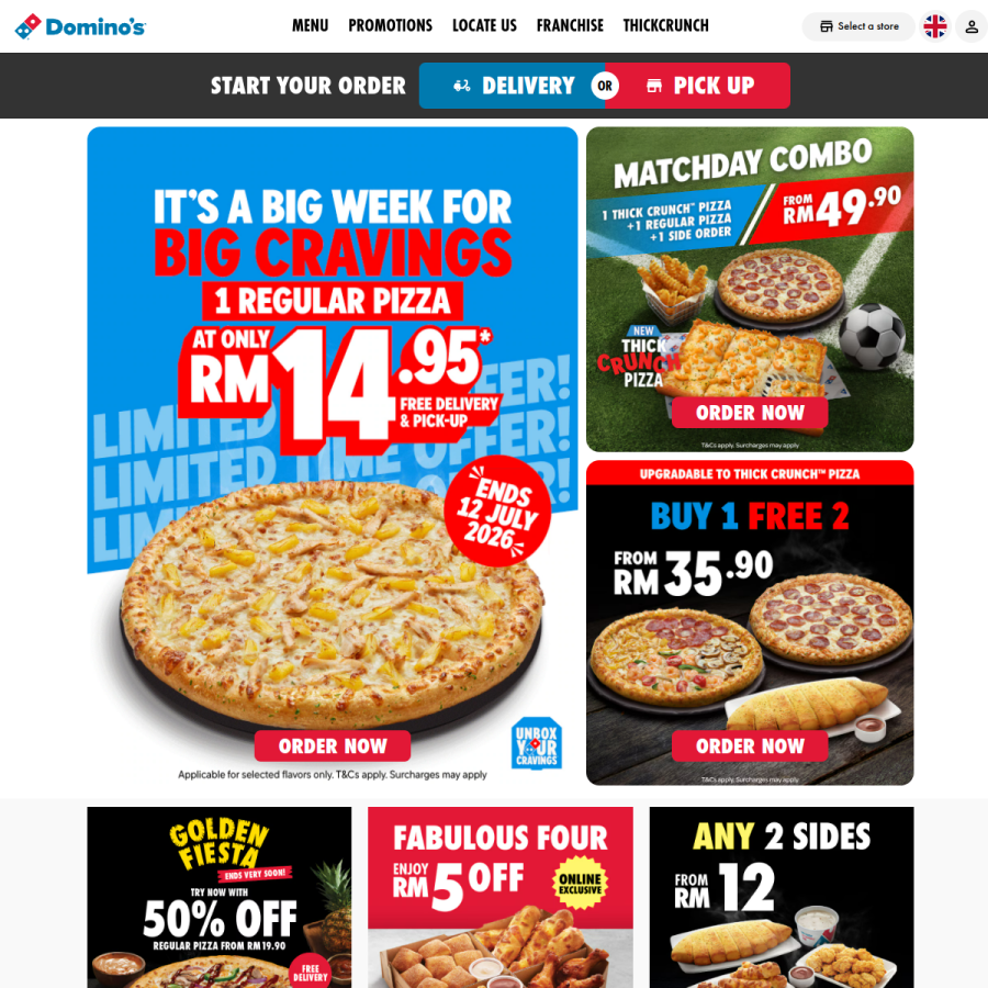 dominos.com.my homepage screenshot